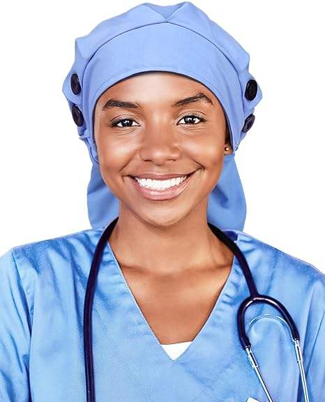 Surgery Scrub Caps Women Nursing Hats with Buttons Adjustable Bouffant Nurse Ponytail Holder Turban Patterns