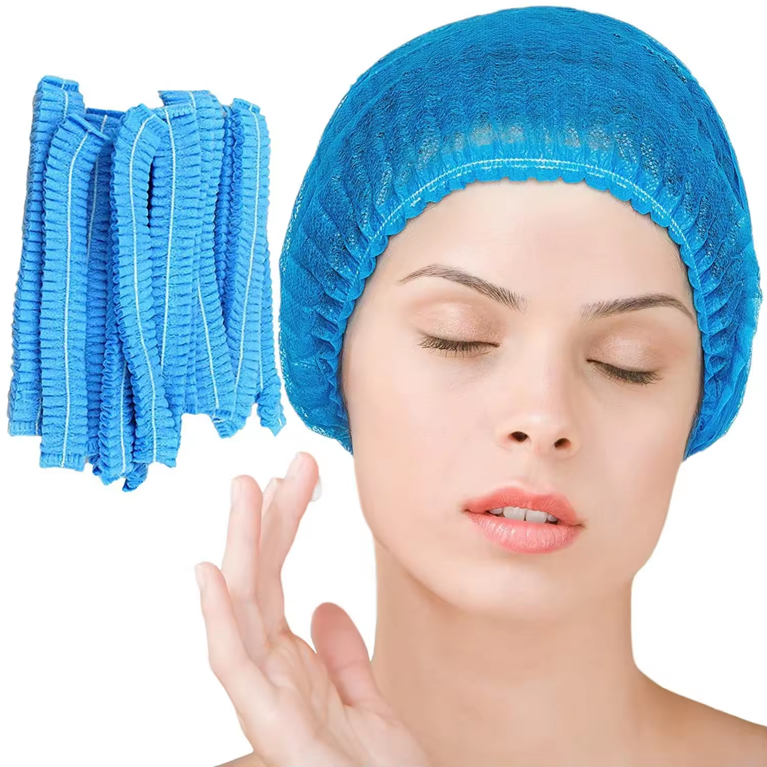 Disposable Cap Hair Net Cap Hair Hat Anti Dust Net Bouffant Cap Non-Woven Head Cover Hat Elastic Cleaning Hair Protect Hat